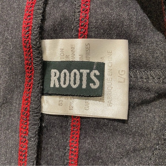 Roots Active joggers leggings grey with red stripe drawstring waist large - Picture 6 of 9